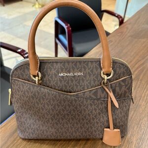 Michael Kors Brown Satchel with Signature Monogram